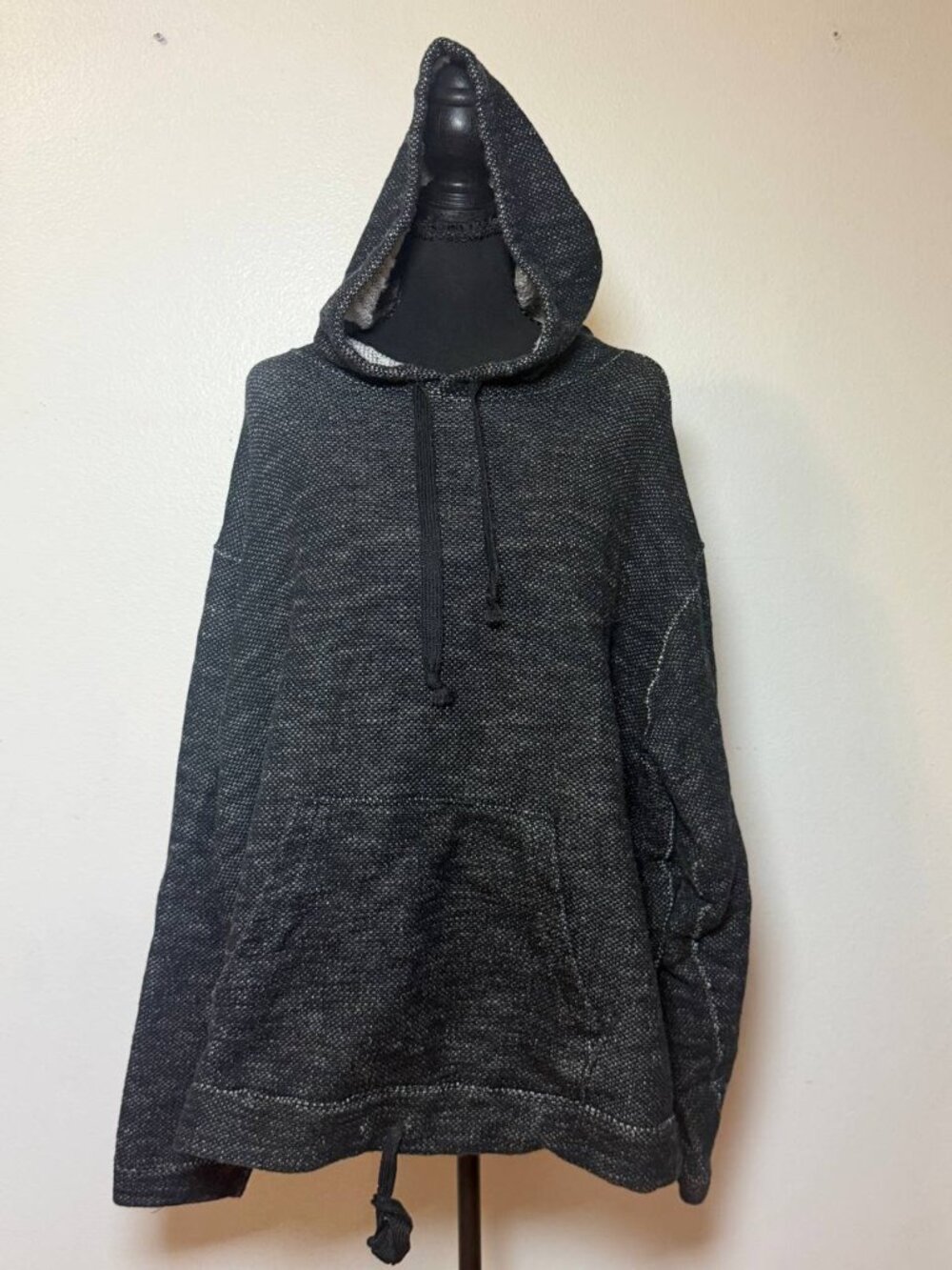 Lucky Brand 100% Cotton Hoodie Textured Knit Oversized Boho Surf Grunge XL